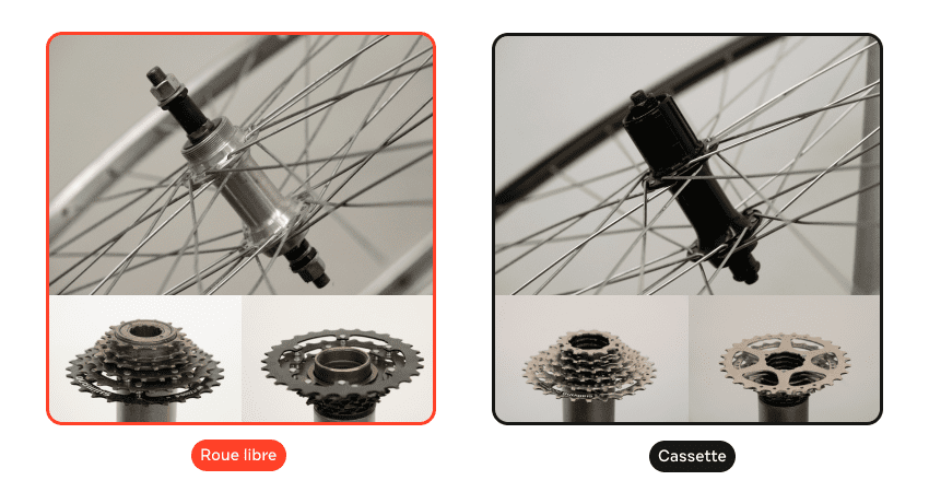 La différence entre une cassette et une roue libre vélo